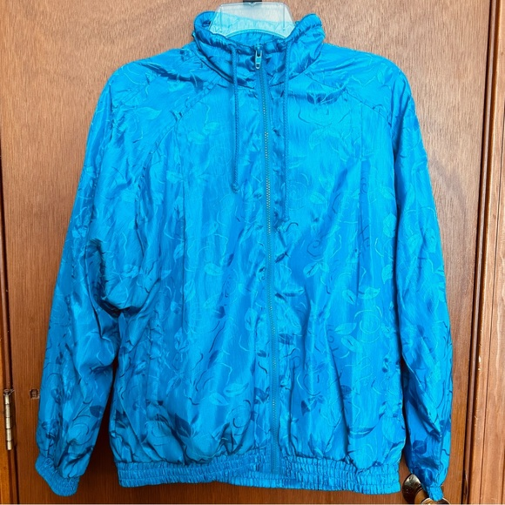 Vtg Avait Sportif‎ Full Zip Lined Windbreaker Jacket Medium M Blue